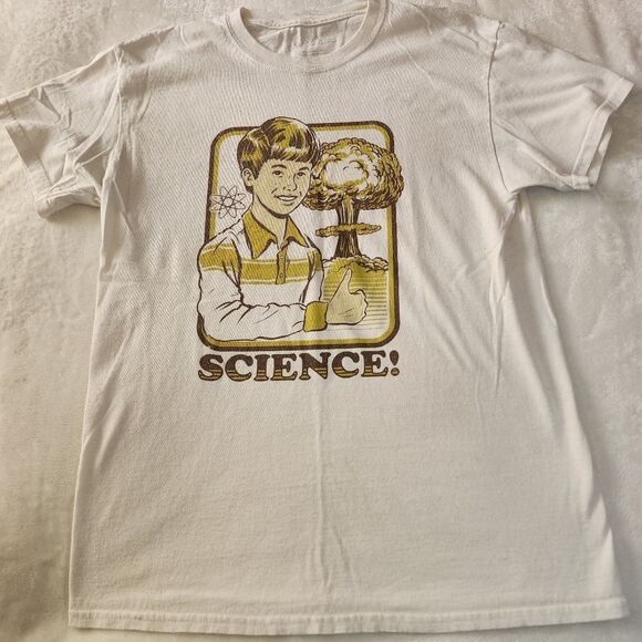 Threadless Off White Tshirt With Science Nuclear Bomb Graphic Size Medium - Picture 1 of 5